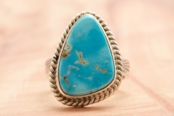 Native American Jewelry Blue Kingman Turquoise Sterling Silver Ring